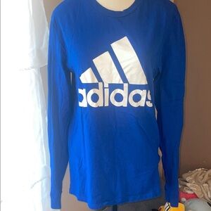 Adidas Kids Long Sleeve Tee in Blue and White